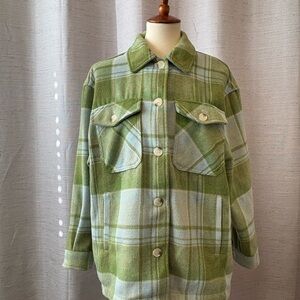 Green and White Plaid Shacket